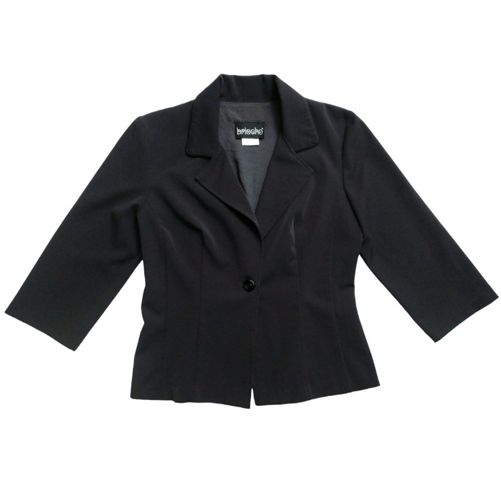 Brioche Women's Dark Gray Button Front Blazer Dress Jacket Size 9/10